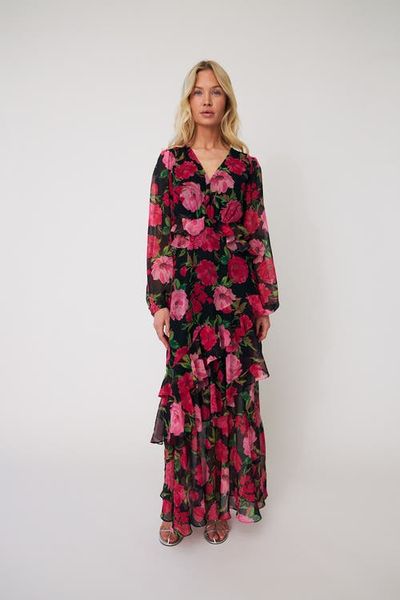 CRAS Lovecras Floral Tiered Ruffle Maxi Dress