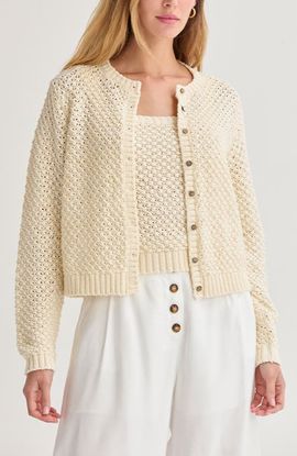 CRESCENT CRESCENT Basket Weave Knit Cardigan Tank Two Piece Set