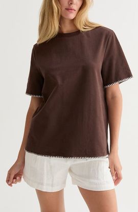 CRESCENT CRESCENT Blanket Stitch Boxy T-Shirt