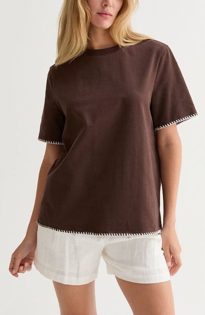 CRESCENT CRESCENT Blanket Stitch Boxy T-Shirt