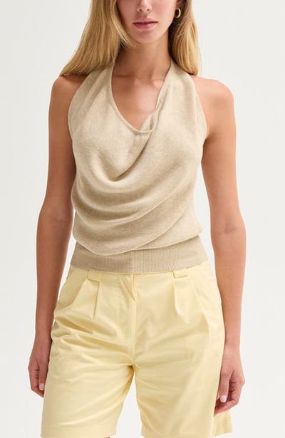 CRESCENT CRESCENT Cowl Neck Halter Knit Top