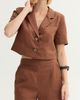 CRESCENT CRESCENT Cropped Linen Blend Blazer - 3