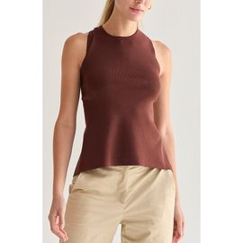 CRESCENT CRESCENT Cross Back Cut Out Knit Top