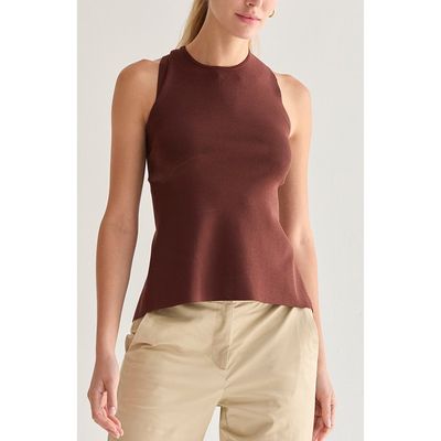 CRESCENT CRESCENT Cross Back Cut Out Knit Top