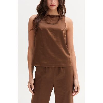 CRESCENT CRESCENT Crushed Satin Tank Top
