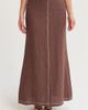 CRESCENT CRESCENT Embroidered Contrast Stitch Linen Maxi Skirt - 1