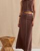 CRESCENT CRESCENT Embroidered Contrast Stitch Linen Maxi Skirt - 2