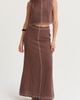 CRESCENT CRESCENT Embroidered Contrast Stitch Linen Maxi Skirt - 3