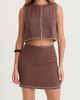 CRESCENT CRESCENT Embroidered Contrast Stitch Linen Mini Skirt - 2