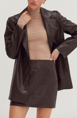 CRESCENT CRESCENT Faux Leather Oversized Blazer