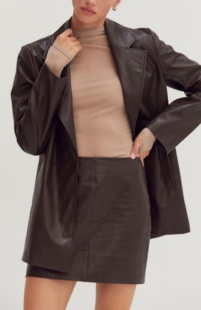 CRESCENT CRESCENT Faux Leather Oversized Blazer
