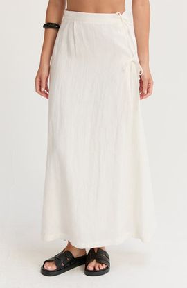 CRESCENT CRESCENT Faux Wrap Linen Maxi Skirt
