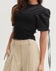 CRESCENT CRESCENT Mixed Media Shirred Sleeve Top - 3