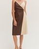 CRESCENT CRESCENT Mixed Media Wrap Midi Dress - 1
