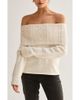 CRESCENT CRESCENT Off Shoulder Cable Knit Top - 1