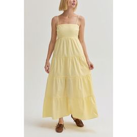 CRESCENT CRESCENT Poplin Tiered Maxi Dress