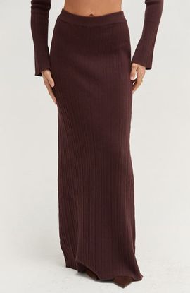 CRESCENT CRESCENT Ribbed Knit Maxi Skirt