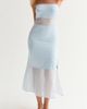 CRESCENT CRESCENT Satin Mixed Media Tube Midi Dress - 1