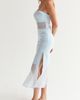 CRESCENT CRESCENT Satin Mixed Media Tube Midi Dress - 3