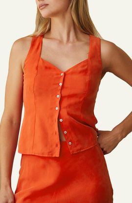 CRESCENT CRESCENT Sweetheart Cupro Top