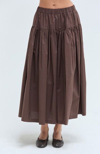 CRESCENT CRESCENT Tiered Poplin Midi Skirt