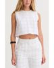 CRESCENT CRESCENT Windowpane Semi Cropped Linen Top - 1