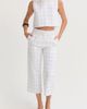 CRESCENT CRESCENT Windowpane Semi Cropped Linen Top - 3