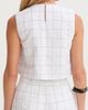 CRESCENT CRESCENT Windowpane Semi Cropped Linen Top - 4