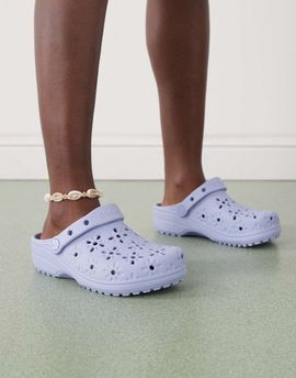 Crocs Crocs Classic floral cut-out clogs in blue haze