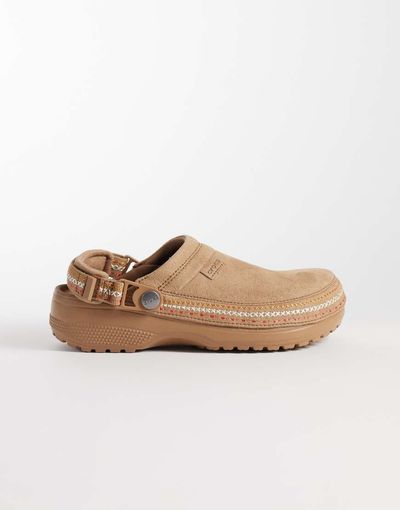 Crocs Crocs Crafted vegan suede stitch clogs in sepia brown