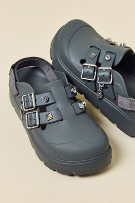 Crocs Crocs Women's Loaferette Clogs in Carbon Studded, Women's at Urban Outfitters