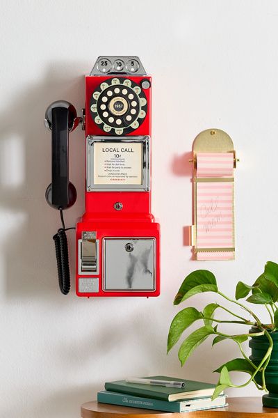 Crosley Crosley 1950s Payphone Wall-Mounted Home Phone in Black at Urban Outfitters