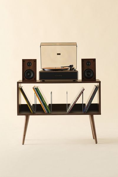Crosley Crosley Liam Record Player Storage Stand in Dark Brown at Urban Outfitters