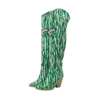 CUCE Cuce Philadelphia Eagles Over-the-Knee Two-Tone Sequin Boots