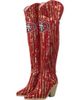 CUCE Cuce San Francisco 49ers Over-the-Knee Two-Tone Sequin Boots - 1