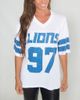 CUCE Women's Cuce Aidan Hutchinson White Detroit Lions Crystal V-Neck Tunic  - 1