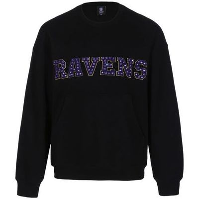 CUCE Women's Cuce Black Baltimore Ravens Chenille Jeweled Sweatshirt 