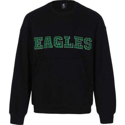 CUCE Women's Cuce Black Philadelphia Eagles Chenille Jeweled Sweatshirt 