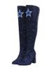 CUCE Women's Cuce Navy Dallas Cowboys Team Color Crystal Over-The-Knee Boots  - 1