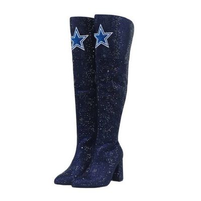 CUCE Women's Cuce Navy Dallas Cowboys Team Color Crystal Over-The-Knee Boots 