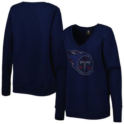 CUCE Women's Cuce Navy Tennessee Titans Deep V-Neck Pullover Sweatshirt 