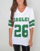 CUCE Women's Cuce Saquon Barkley White Philadelphia Eagles Crystal V-Neck Tunic  - 1