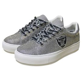 CUCE Women's Cuce Silver Las Vegas Raiders Team Color Crystal Sneakers 