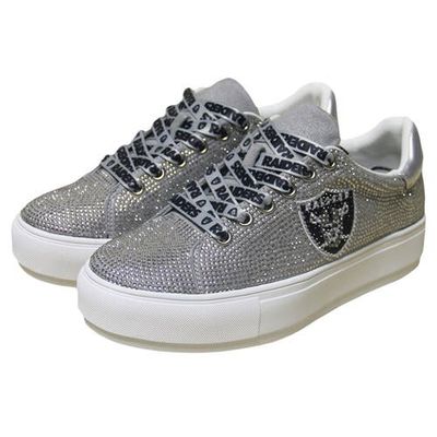 CUCE Women's Cuce Silver Las Vegas Raiders Team Color Crystal Sneakers 