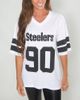 CUCE Women's Cuce T.J. Watt White Pittsburgh Steelers Crystal V-Neck Tunic  - 1