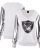 CUCE Women's Cuce White Las Vegas Raiders Sequin Sleeve V-Neck Pullover Sweatshirt  - 1