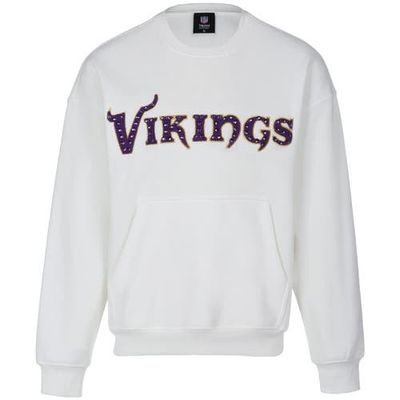 CUCE Women's Cuce White Minnesota Vikings Chenille Jeweled Sweatshirt 