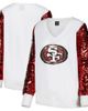 CUCE Women's Cuce White San Francisco 49ers Sequin Sleeve V-Neck Pullover Sweatshirt  - 1