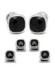 Cufflinks Inc Cufflinks Inc. Faceted Onyx Cushion Stainless Steel Stud Set - 1