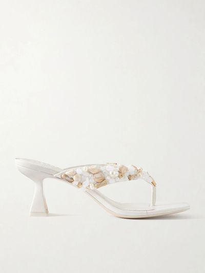 CULT GAIA Abi bead-embellished leather thong sandals